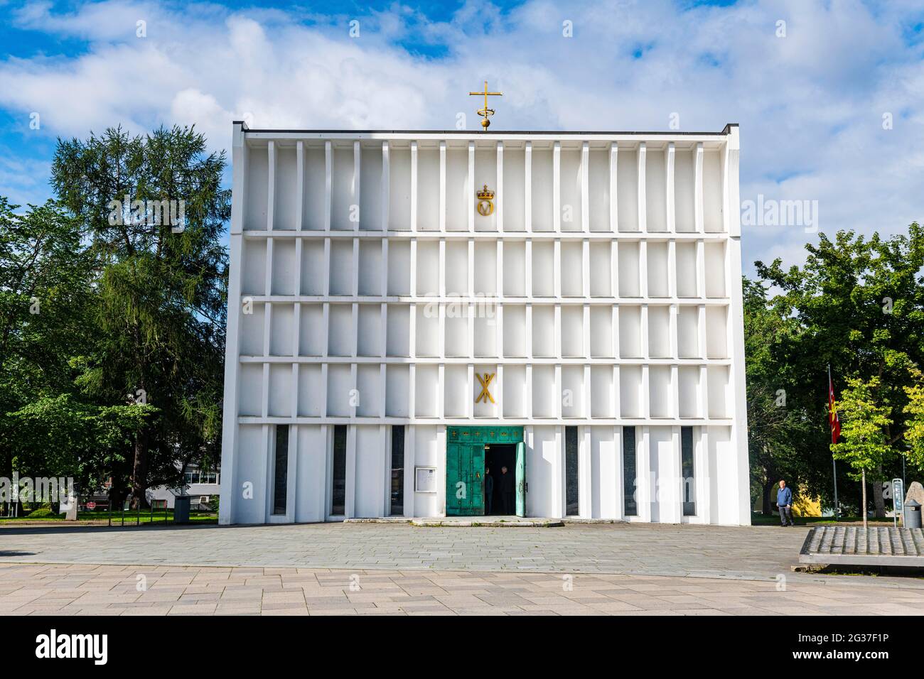 Chiesa di Steinkjer, strada costiera di Kystriksveien, Norvegia Foto Stock