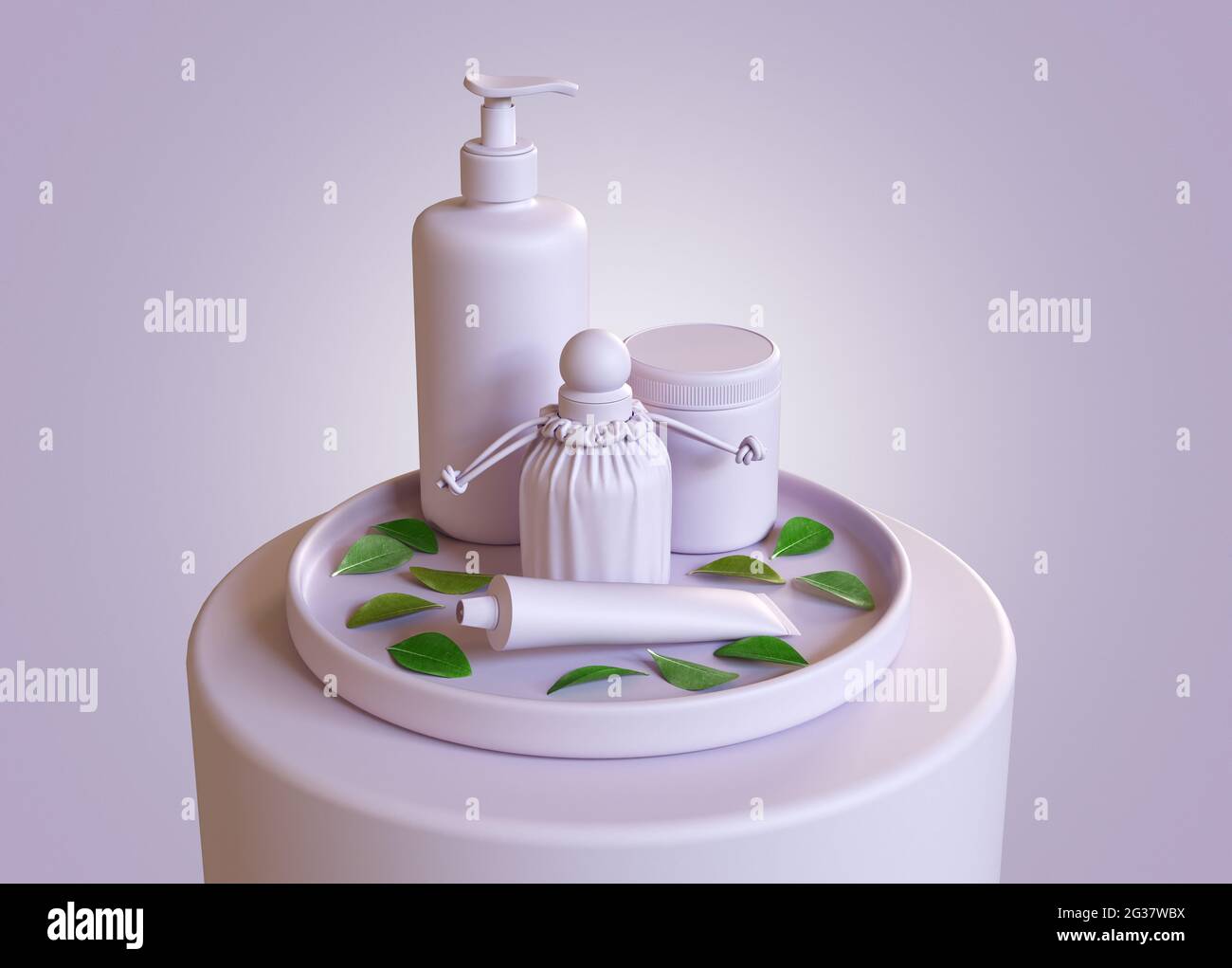 Routine di cura della pelle - prodotti per la cura della pelle per una pelle sana su sfondo rosa. Confezione di schiuma facciale, pulizia, essenza, siero, crema di lozione. Bellezza Foto Stock