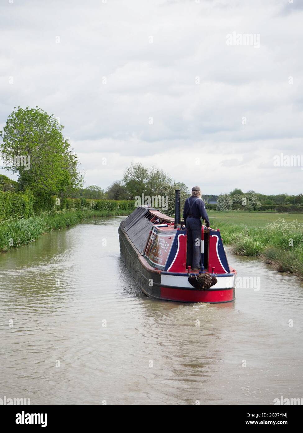 Una barca vintage sul canale di Oxford meridionale Foto Stock