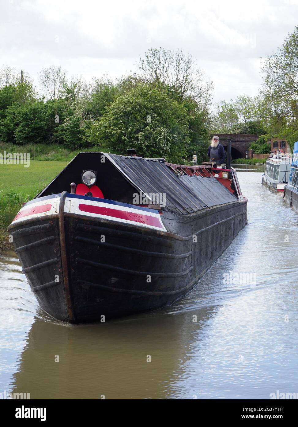 Una barca vintage sul canale di Oxford meridionale Foto Stock