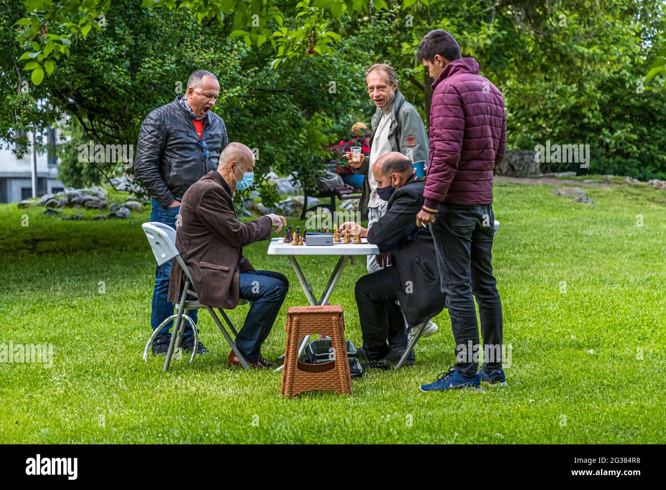 Sofia City Garden è un popolare luogo d'incontro per i giocatori di scacchi, la Bulgaria Foto Stock