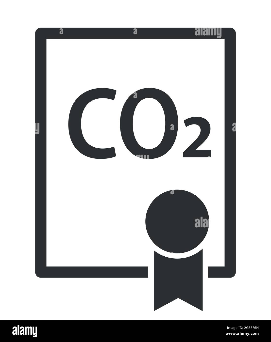 Icona del vettore della licenza con il simbolo di scambio delle emissioni di CO2 Illustrazione Vettoriale