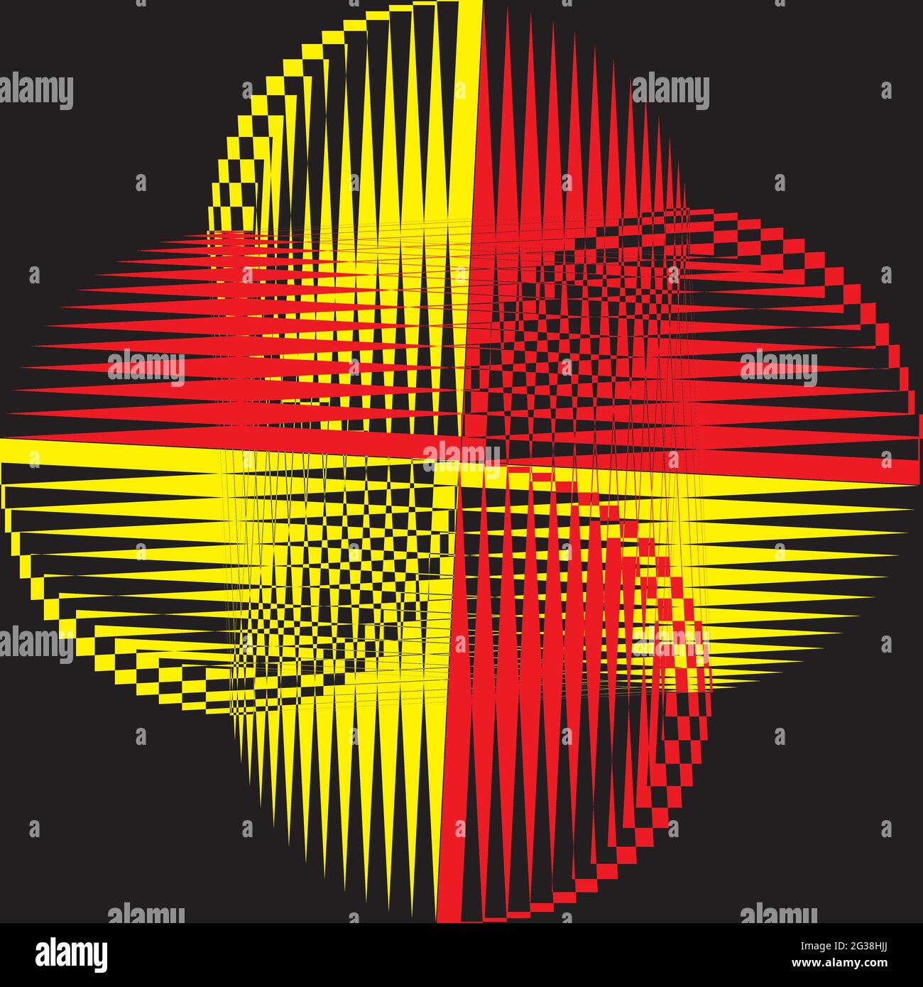 rosso giallo su illusioni sfericali nere sfondo taglio designer Illustrazione Vettoriale