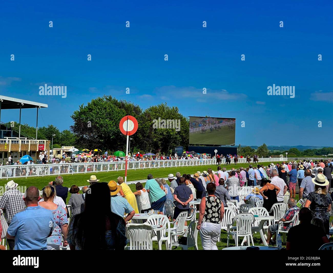 Post vincente per il giorno della gara Foto Stock