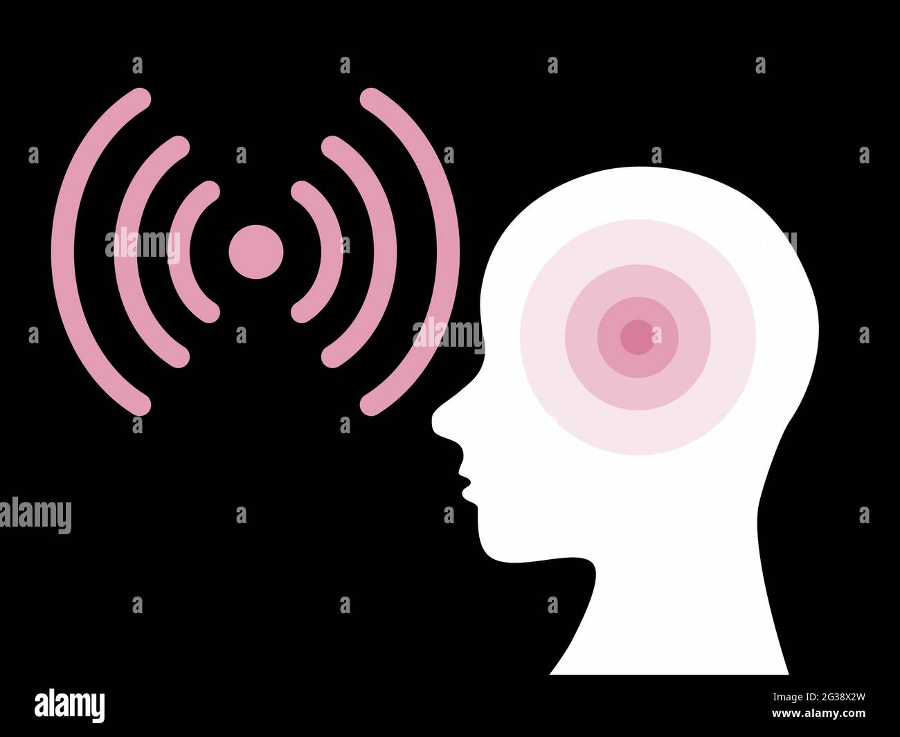 Le onde radio mobili influiscono negativamente sull'uomo. Illustrazione astratta del concetto. Vettore. Illustrazione Vettoriale
