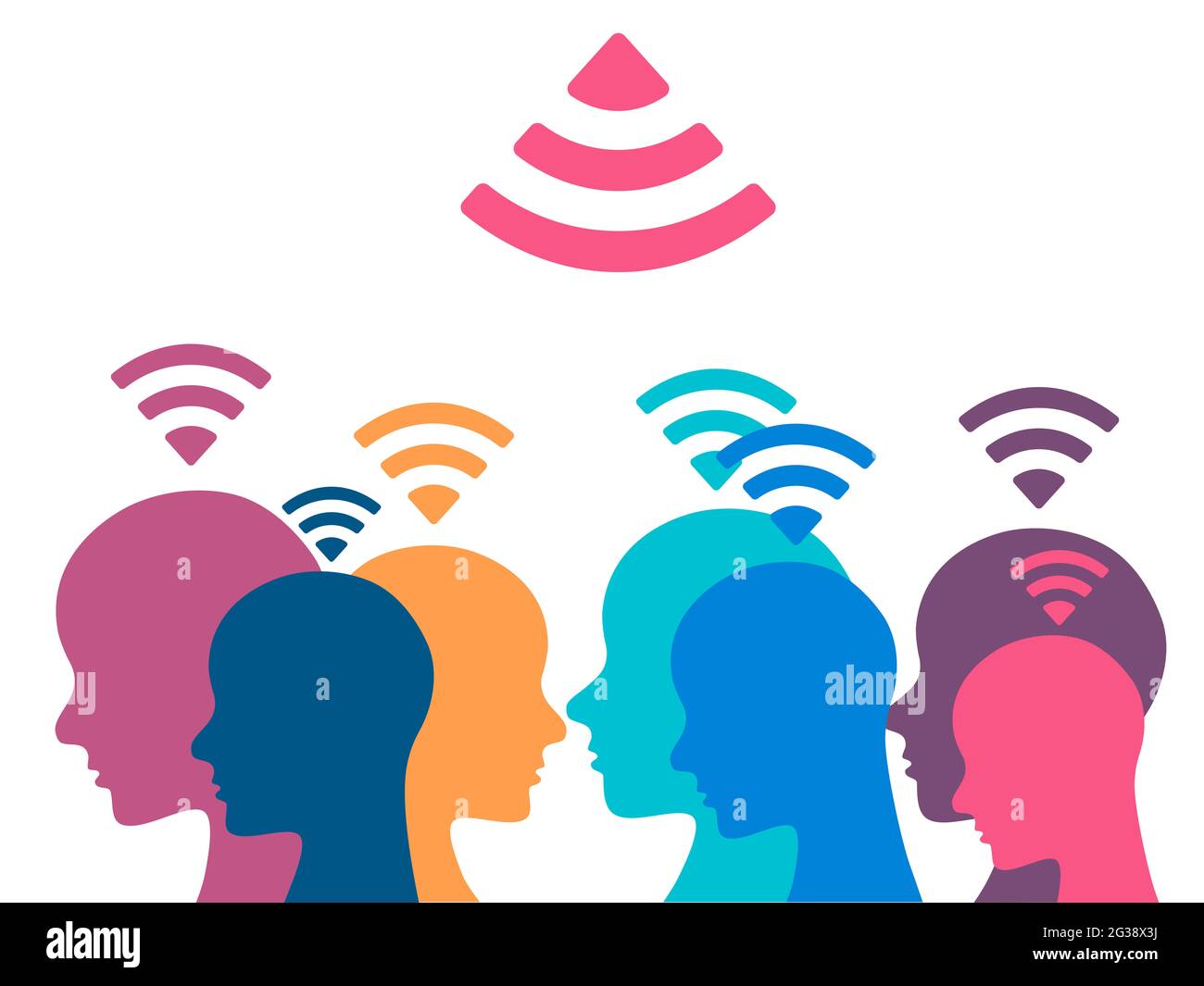 Sistema di rilevamento e tracciamento delle persone. Illustrazione GPS People Tracker. Localizzatore in tempo reale. Foto Stock