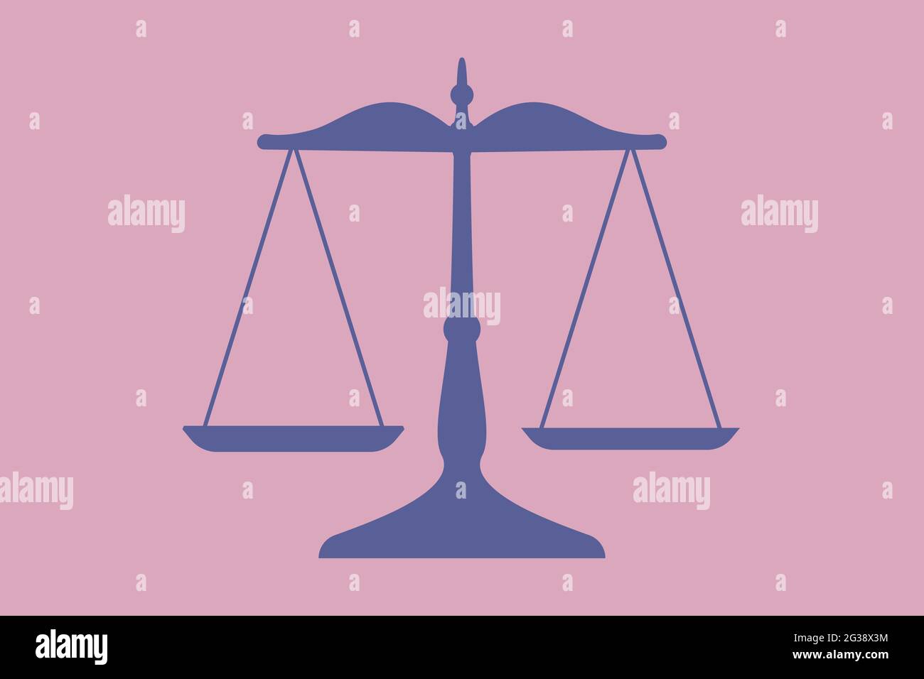 Illustrazione bilancia bilanciata. Padelle e braccio a un livello uguale. Ponderazione di un elemento grafico della scala vuoto. Design di stampa a colori, icona. Vettore Illustrazione Vettoriale