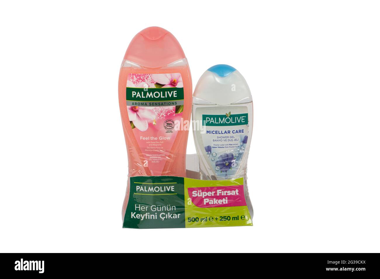 Istanbul, Turchia - 10 Giugno 2021: Gel doccia Palmolive e shampoo. Prodotti di Palmolive, marchio cosmetico prodotto dalla società americana Colgat Foto Stock