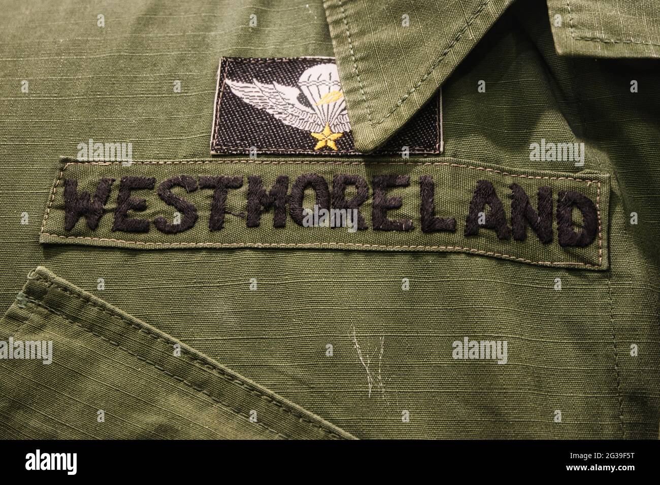 Dettaglio uniforme del Comandante del Generale Westmoreland USA durante la guerra del Vietnam Foto Stock