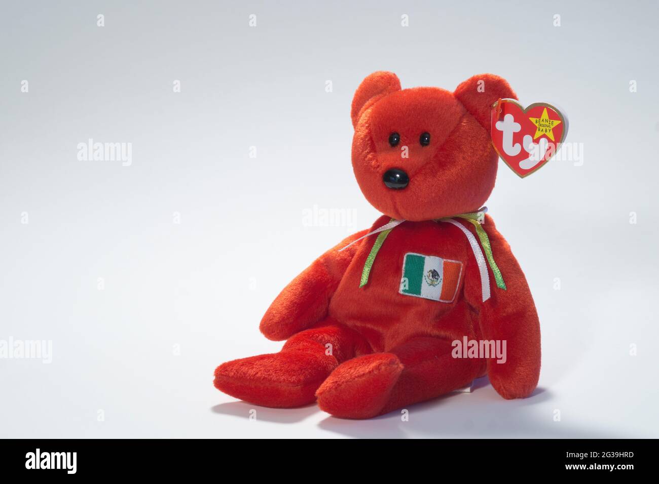 Foto di Beanie Baby di nome Osito. Data di nascita, 5 febbraio 1999 Foto Stock