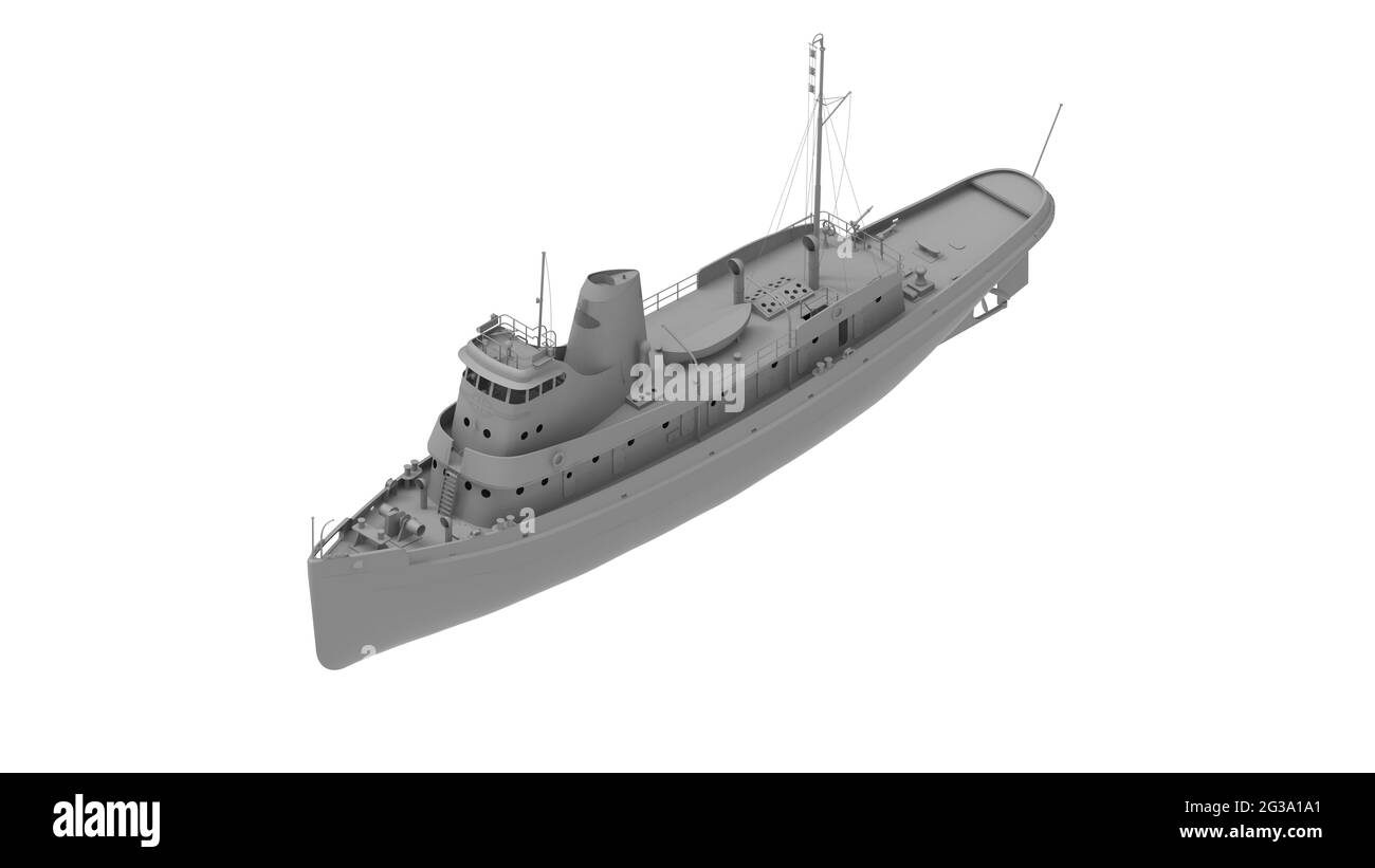 Rendering 3D di una nave isolata su sfondo bianco. Modello di computer di navi marine. Foto Stock