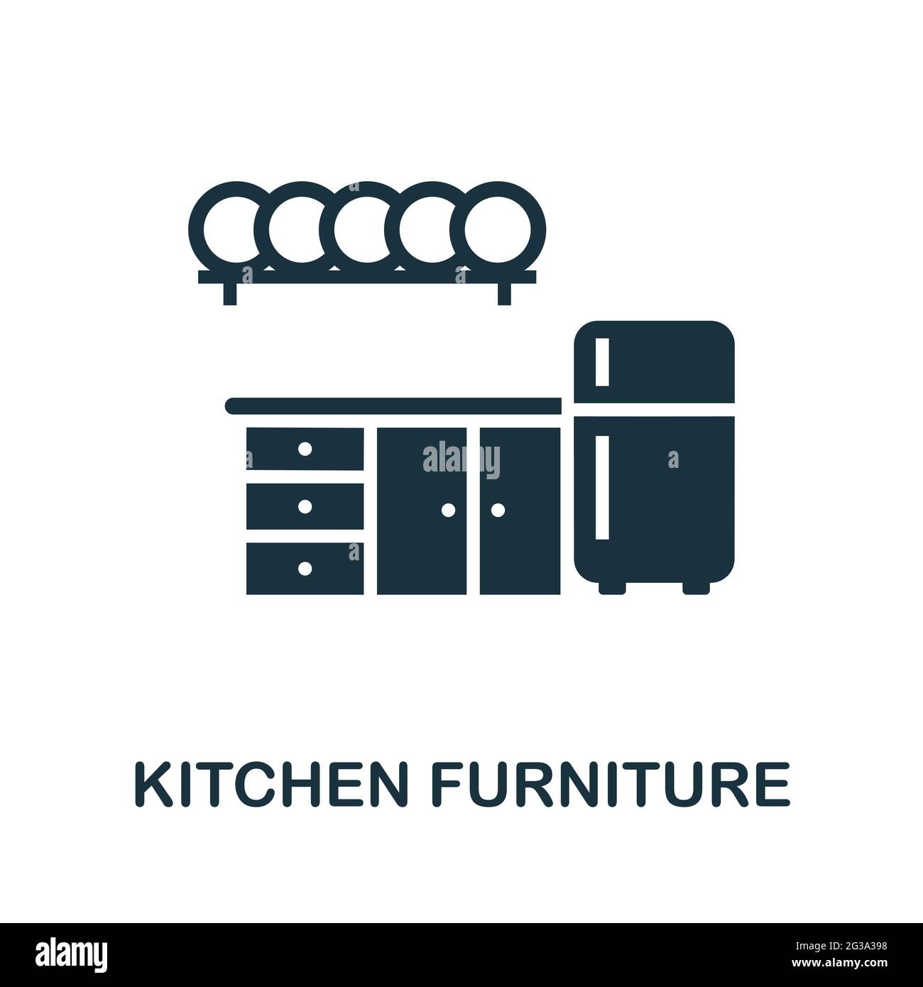 Icona Mobili cucina. Elemento semplice monocromatico dalla raccolta di pulizia. Creative Kitchen Furniture icona per il web design, modelli Illustrazione Vettoriale