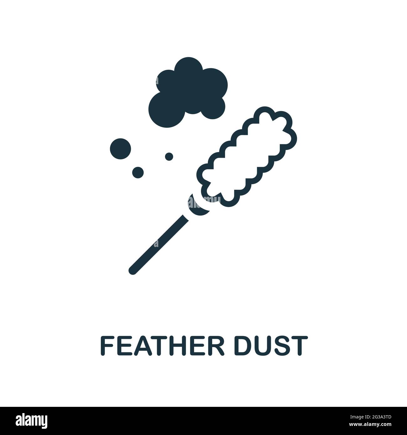 Icona polvere piuma. Elemento semplice monocromatico dalla raccolta di pulizia. Icona Creative Feather Dust per web design, modelli, infografiche e altro ancora Illustrazione Vettoriale