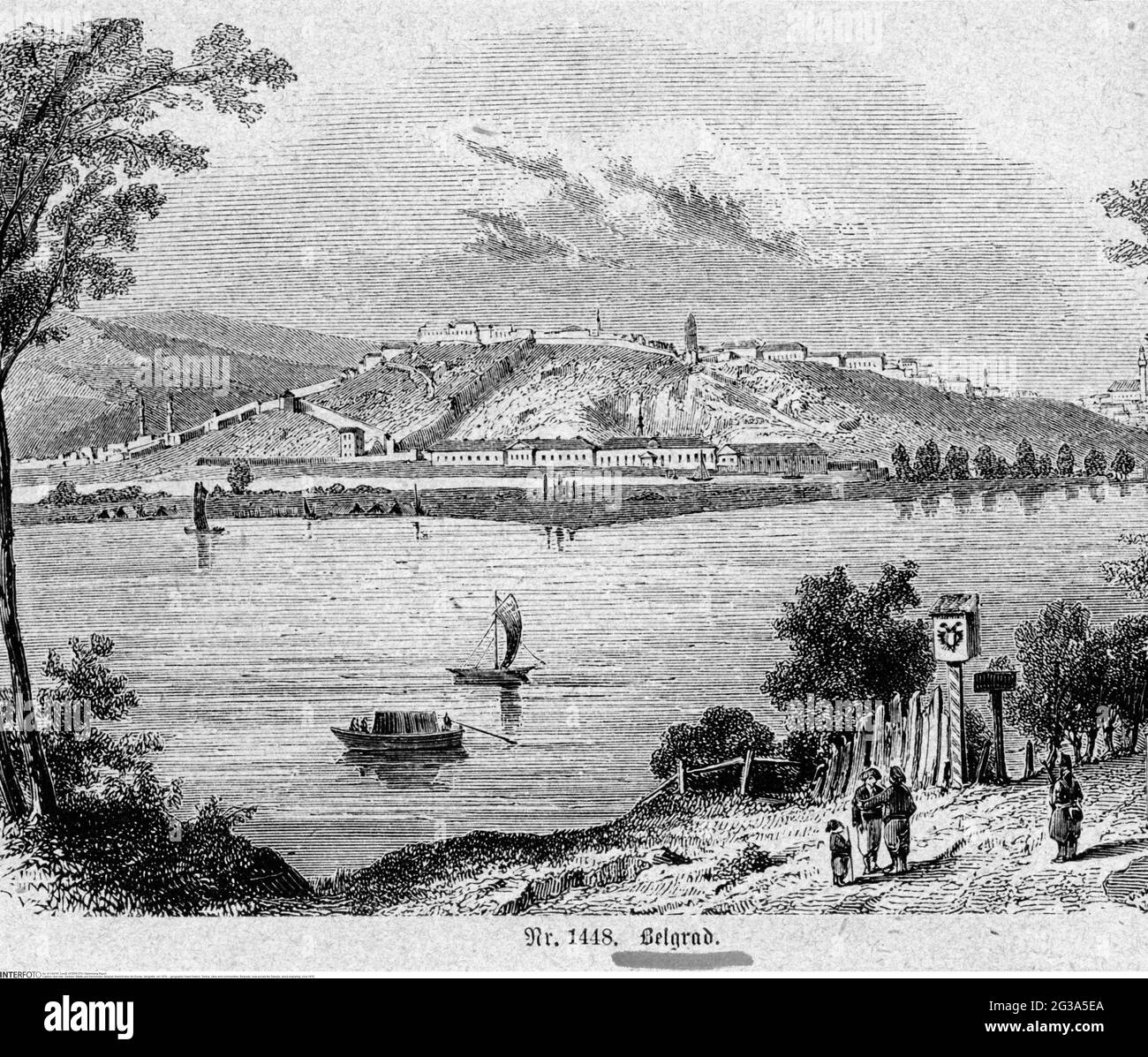 Geografia / viaggio storico, Serbia, città e comunità, Belgrado, vista attraverso il Danubio, DIRITTI-AGGIUNTIVI-AUTORIZZAZIONE-INFORMAZIONI-NON-DISPONIBILE Foto Stock