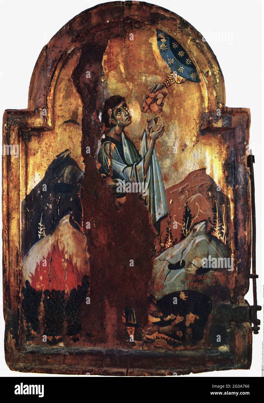 Religione, icona, Mosè che riceve i dieci comandamenti da Dio, Monastero di Santa Caterina, Sinai, DIRITTI AGGIUNTIVI-AUTORIZZAZIONE-INFO-NON-DISPONIBILE Foto Stock