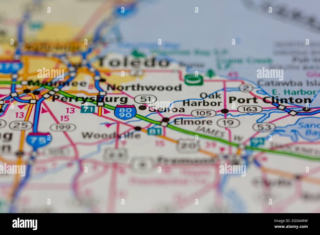 Genova Ohio USA su una mappa geografica o su una mappa stradale Foto Stock