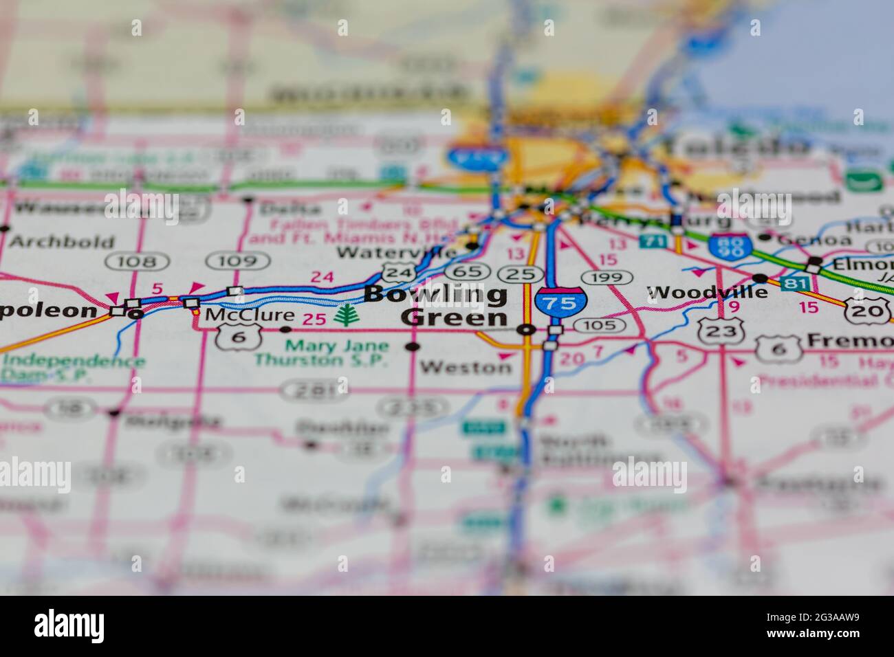 Bowling Green Ohio USA mostrato su una mappa geografica o su una mappa stradale Foto Stock