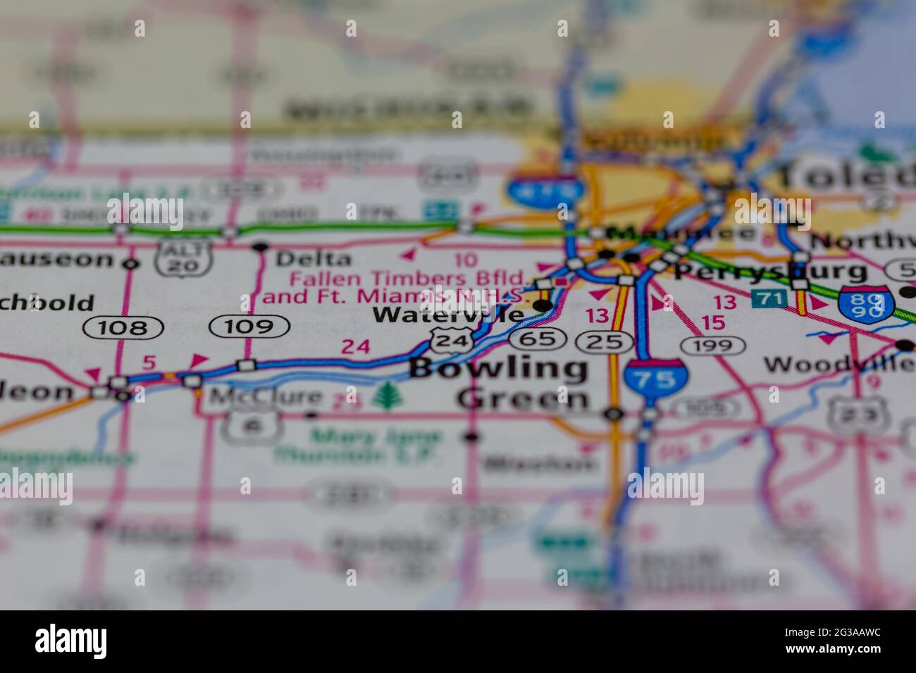 Waterville Ohio Stati Uniti su una mappa geografica o su una mappa stradale Foto Stock