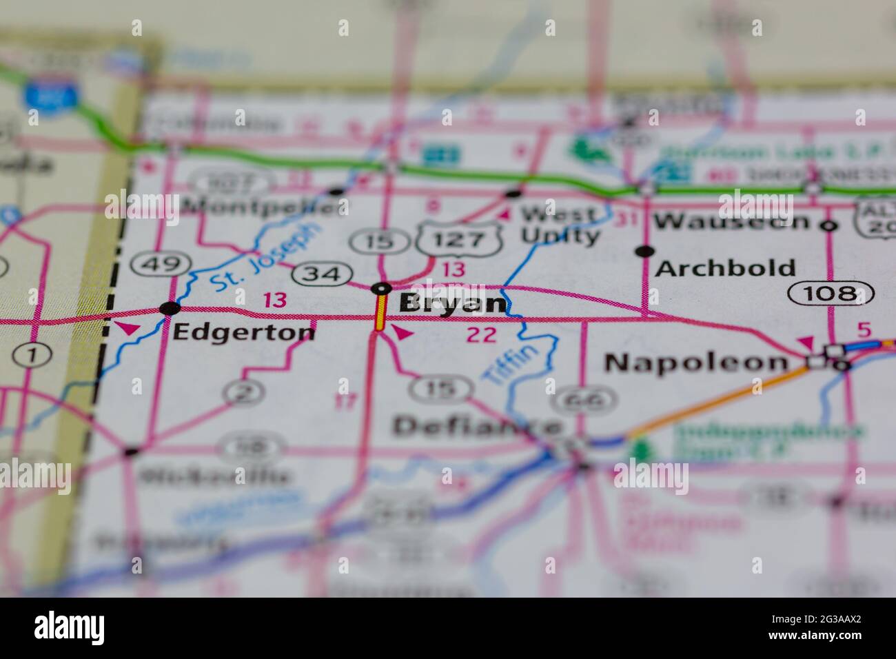 Bryan Ohio USA mostrato su una mappa geografica o su una mappa stradale Foto Stock