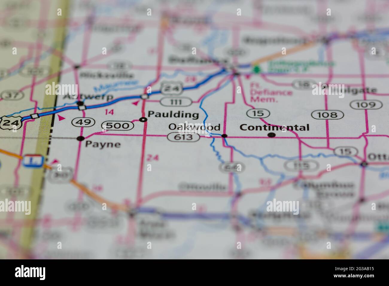 Oakwood Ohio USA è mostrato su una mappa geografica o su una mappa stradale Foto Stock