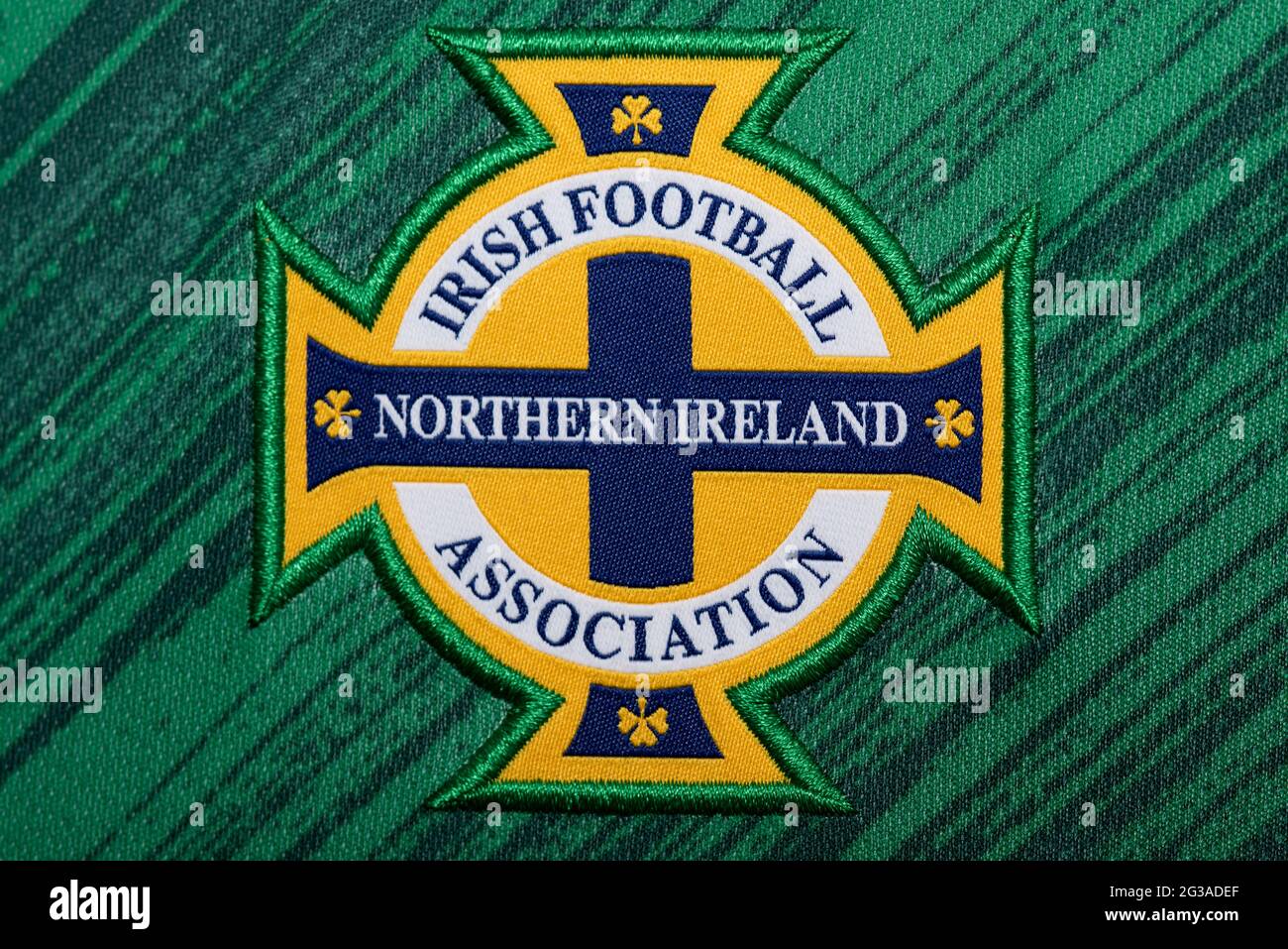 Primo piano della nazionale di calcio dell'Irlanda del Nord. UEFA euro 2020. Foto Stock