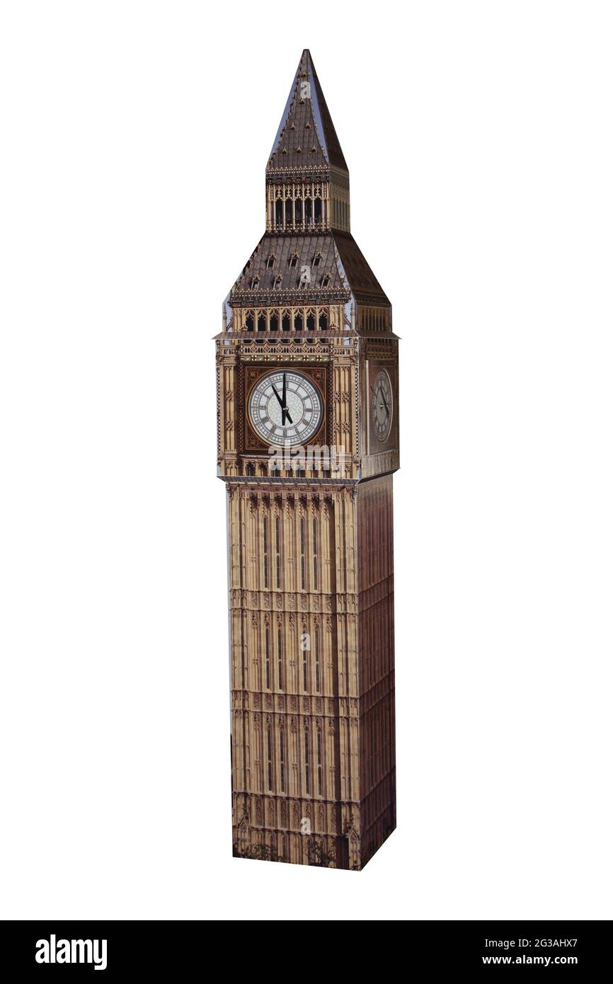 Un modello di cartone della Torre dell'Orologio del Big ben. Foto Stock