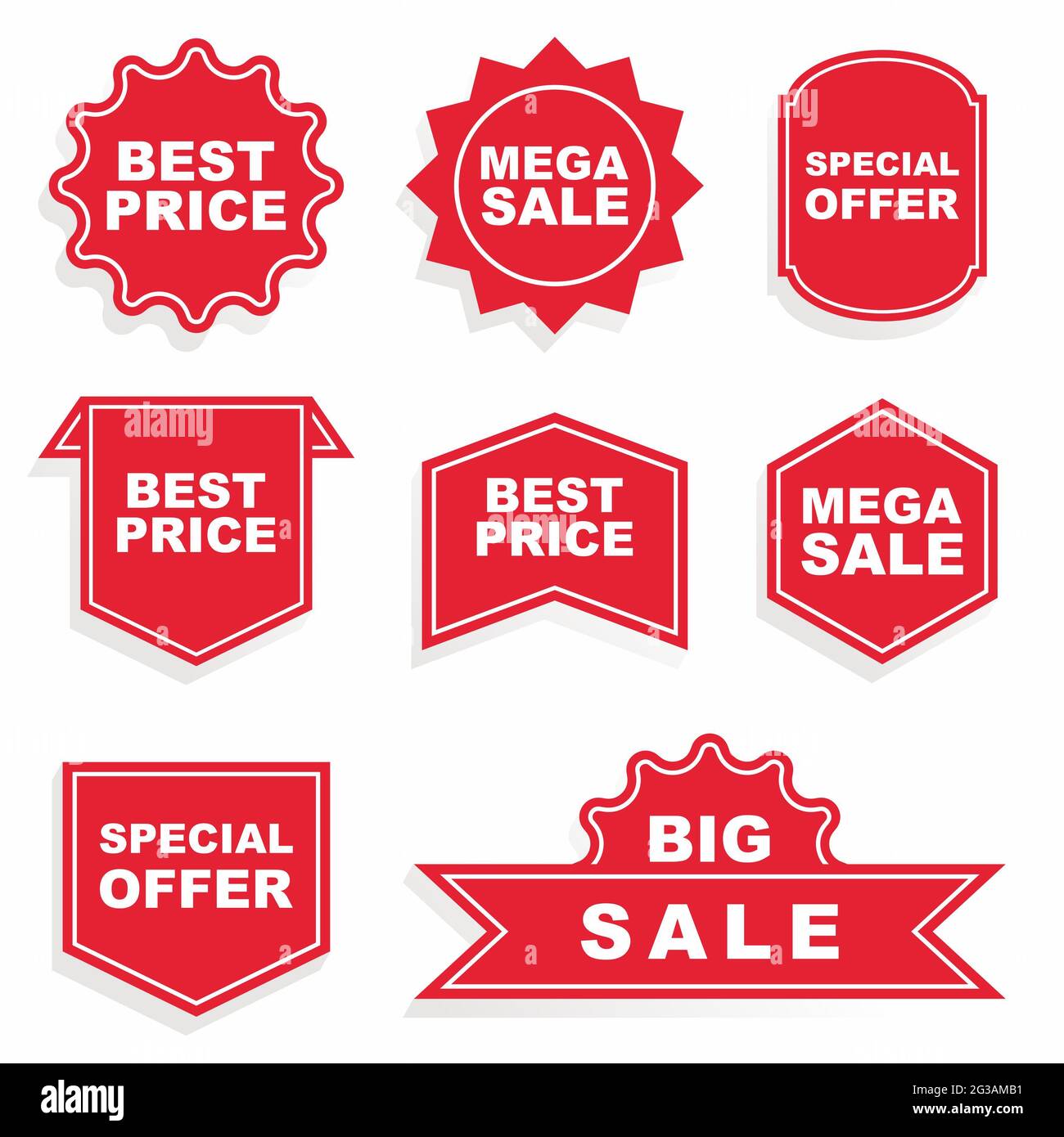 Insieme di vettori di badge di promozione isolati su sfondo bianco Foto Stock