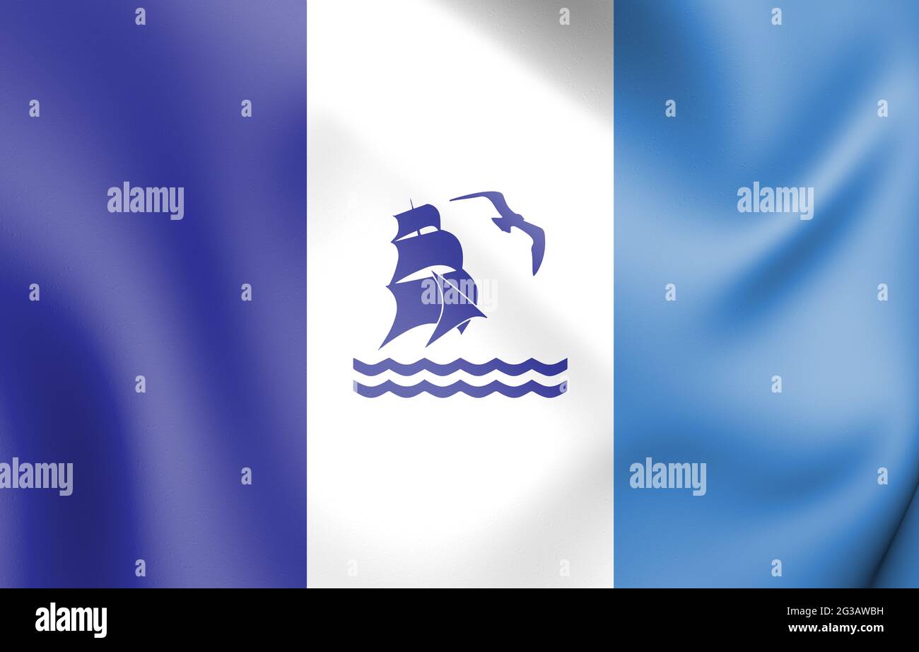 Bandiera 3D di Rio Gallegos (Santa Cruz), Argentina. Illustrazione 3D. Foto Stock