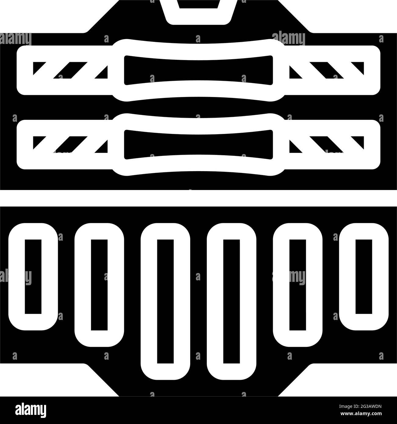 valigia con manubri prefabbricati attrezzature palestra glyph icona illustrazione vettoriale Illustrazione Vettoriale