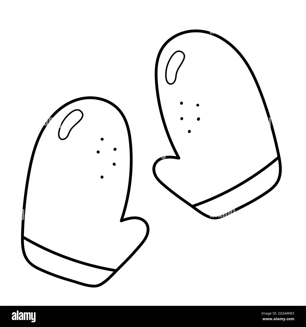 Mittens per un inverno freddo. Mittens dei bambini. Illustrazione vettoriale in stile doodle. Illustrazione Vettoriale
