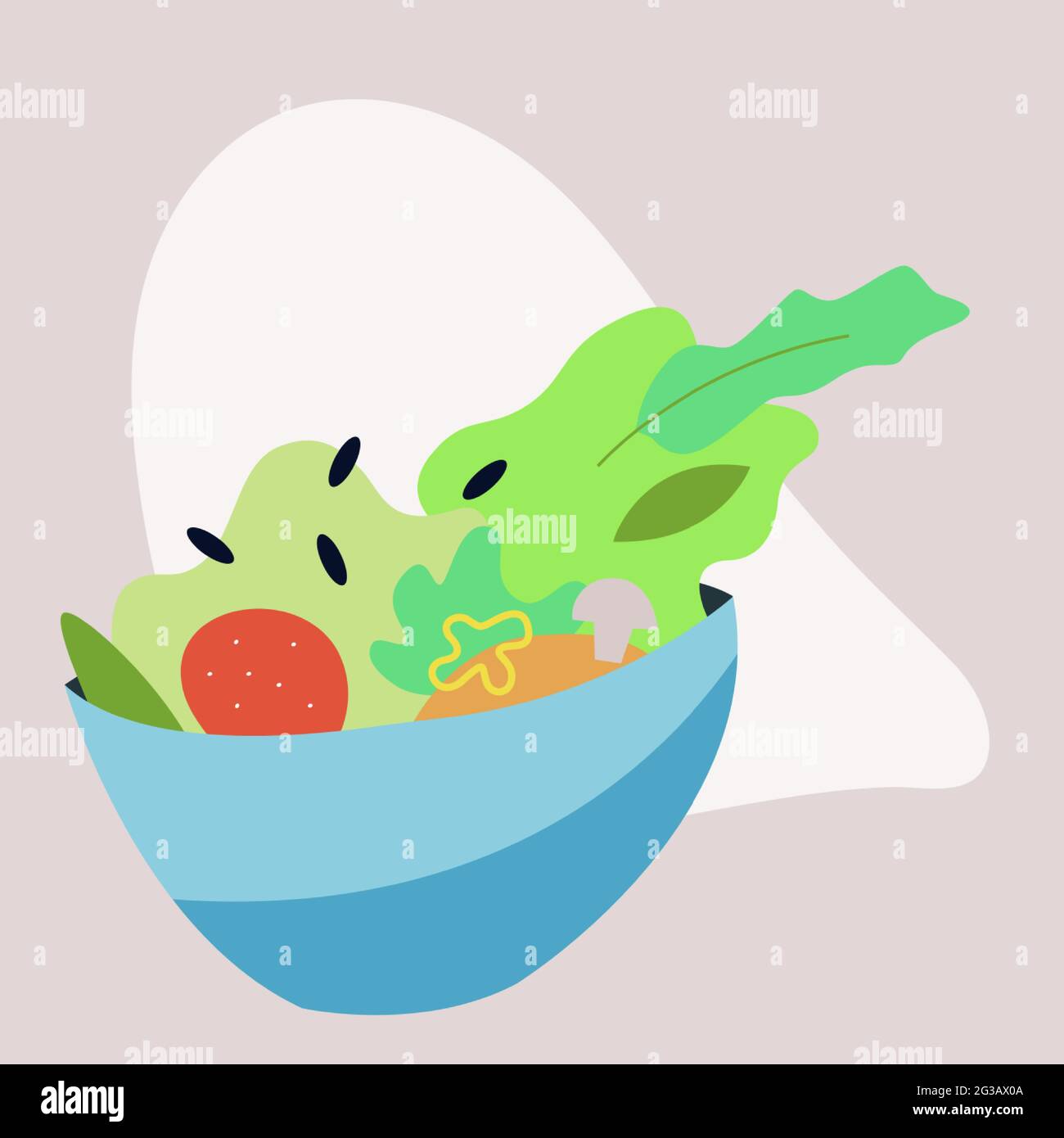 insalata vegetariana. Insalata di verdure leggere. Illustrazione vettoriale Illustrazione Vettoriale