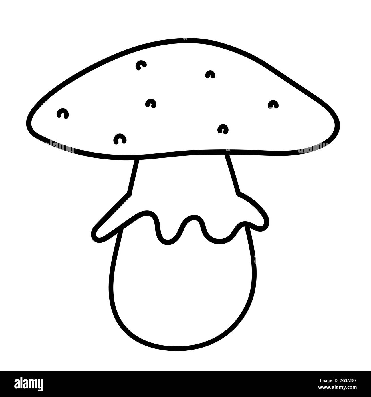 Fungo velenoso. Amanita, sgabello. Illustrazione vettoriale in stile doodle. Illustrazione Vettoriale