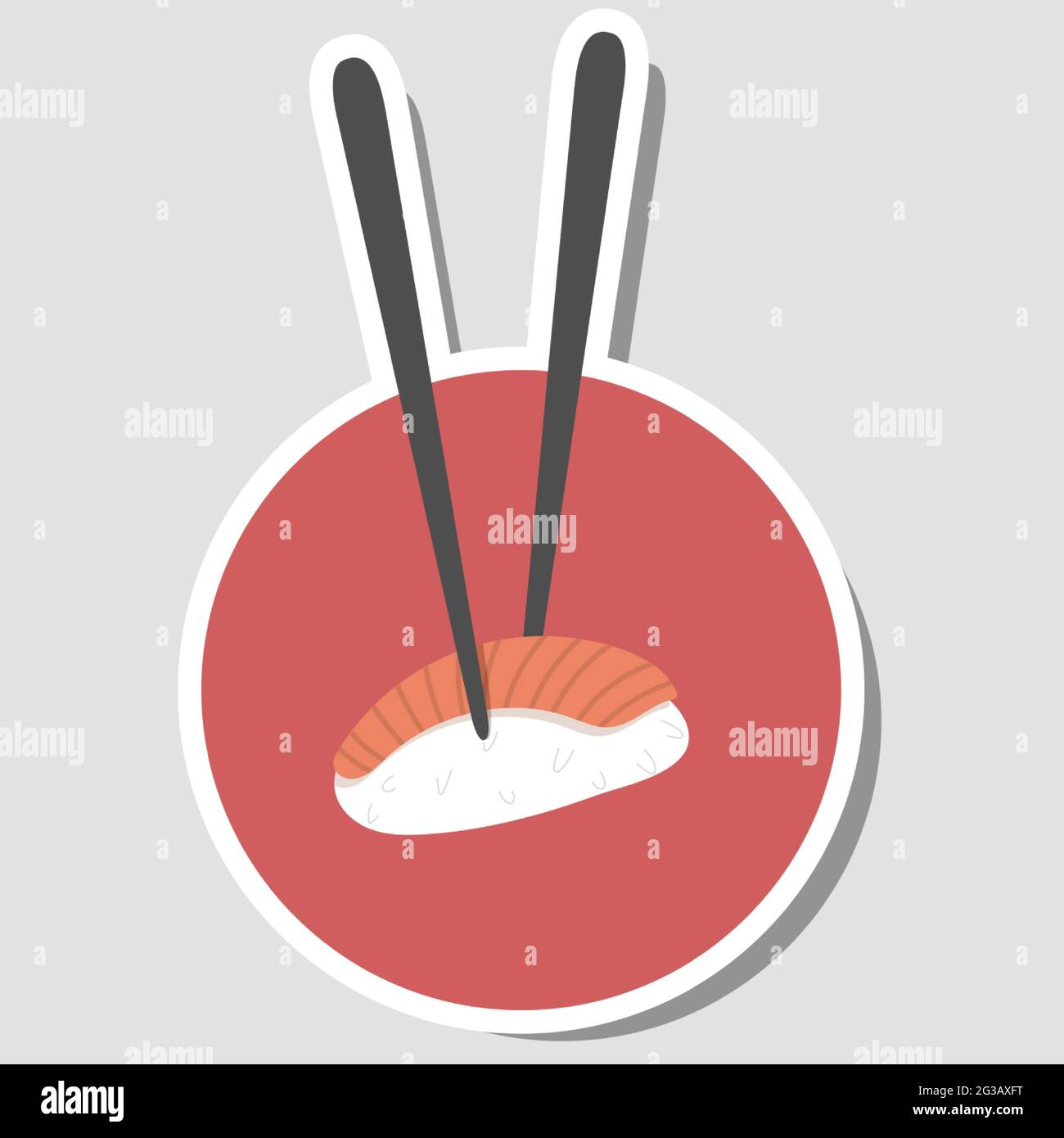 Carino adesivo sushi in stile giapponese. Illustrazione vettoriale. Illustrazione Vettoriale