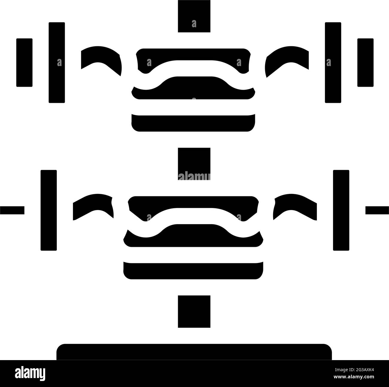 w-barbell palestra attrezzature glyph icona illustrazione vettoriale Illustrazione Vettoriale