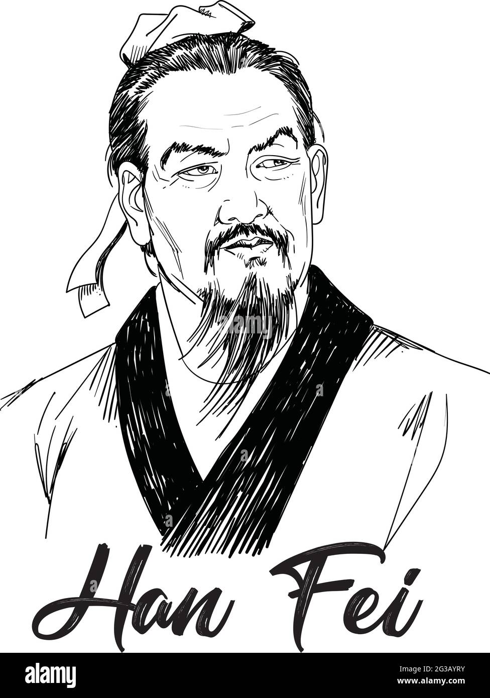 Han Fei, conosciuto anche come Han Fei Zi, è stato un filosofo cinese o statista della scuola legalista. Illustrazione Vettoriale