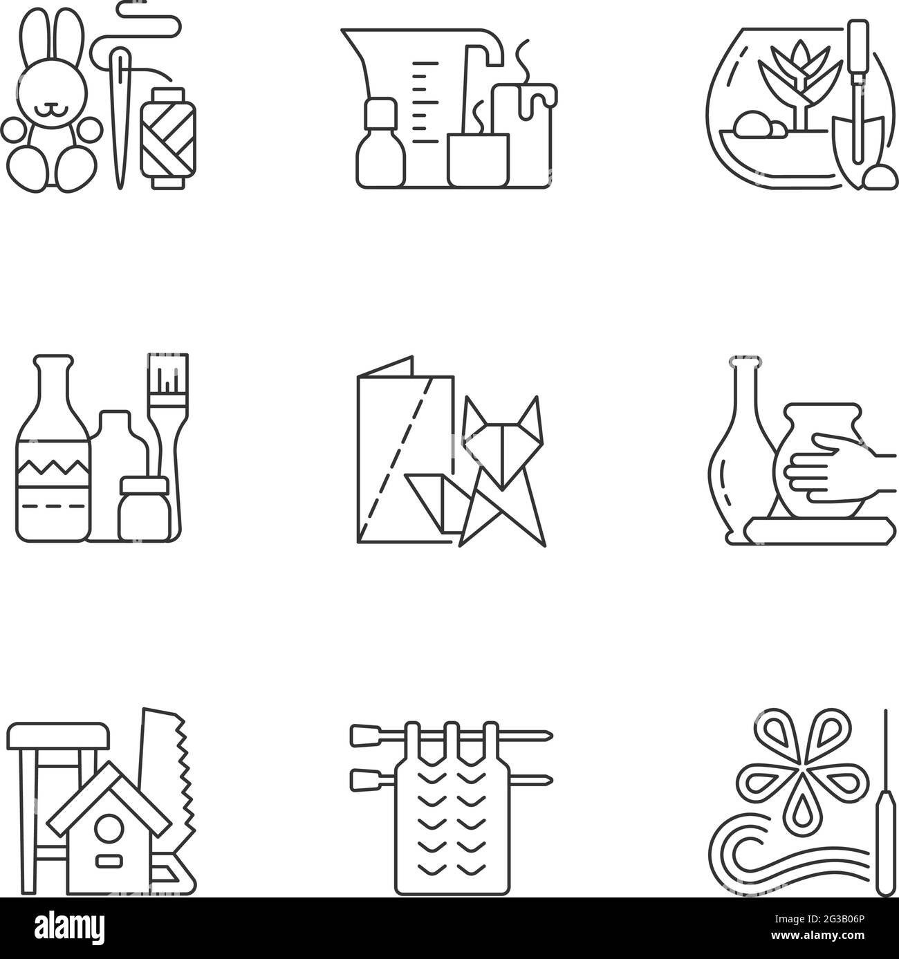 Set di icone lineari per arti alla moda Illustrazione Vettoriale