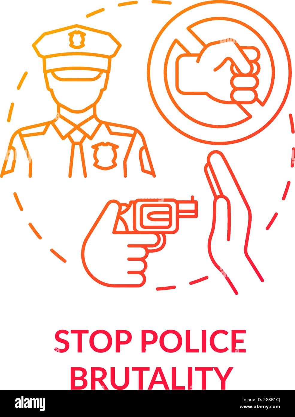 Stop polizia brutalità concetto icona Illustrazione Vettoriale