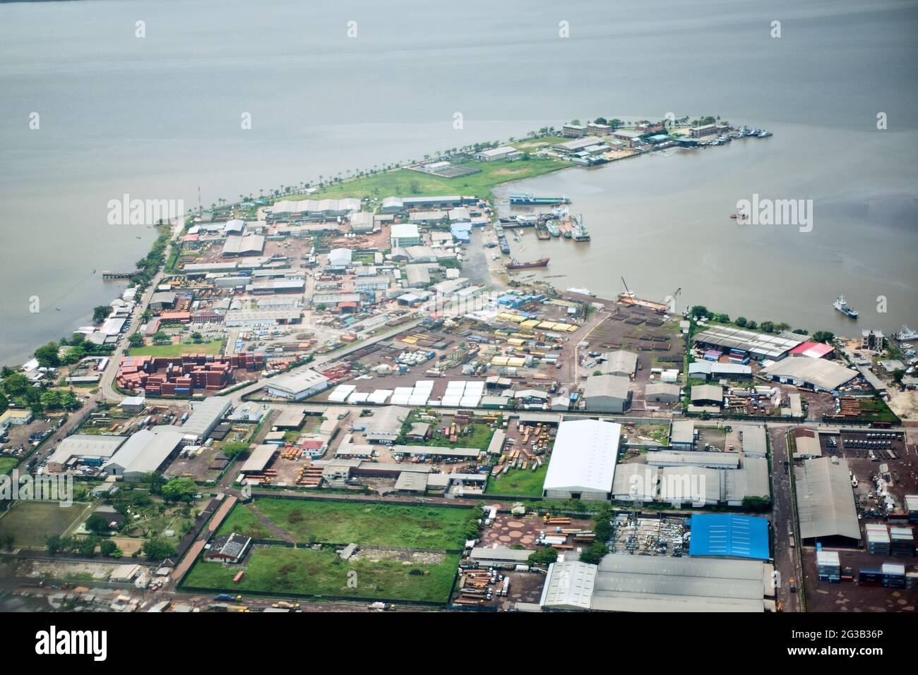Antenna della parte esterna del Porto di Douala Foto Stock
