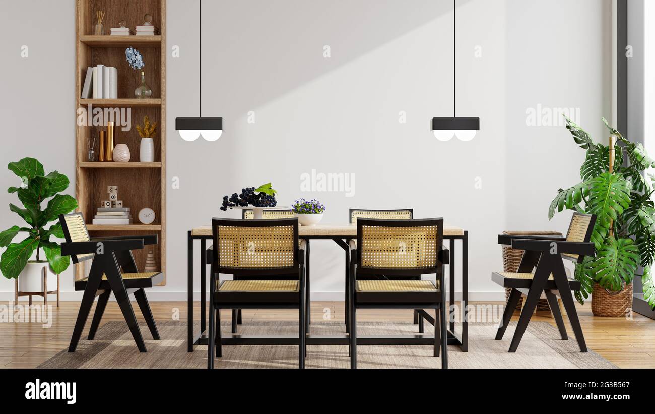 Interni in stile moderno con pareti bianche e rendering 3d Foto Stock