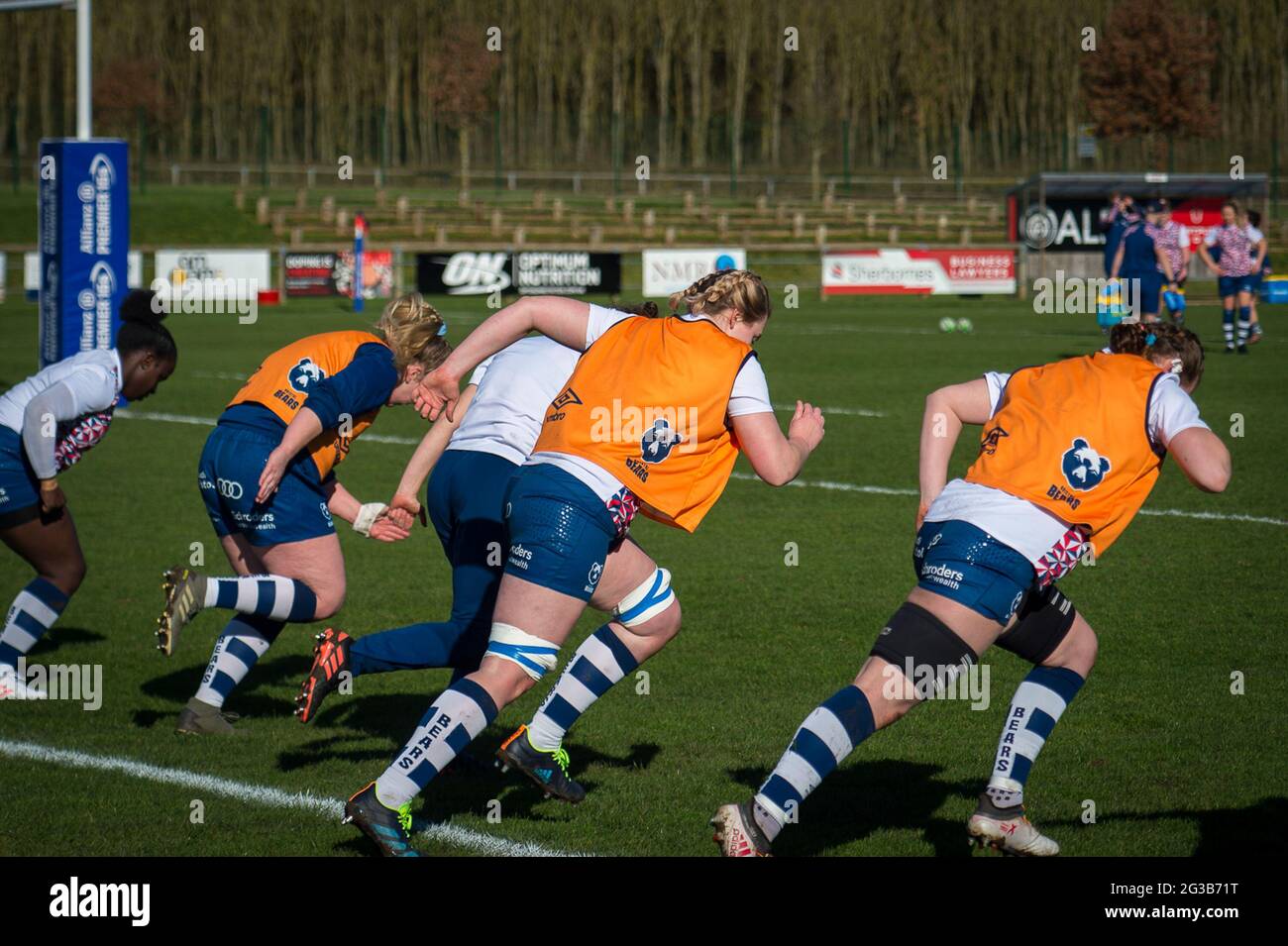 Hartpury, Gloucestershire, Inghilterra. 27 febbraio 2021. Allianz Premier 15s match tra Gloucester-Hartpury Women e Bristol Bears Women. Foto Stock