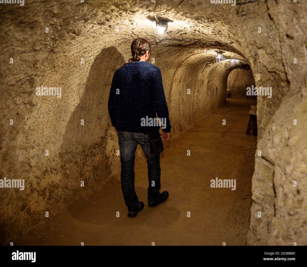 Interno del riparo bomba della stazione ferroviaria di la Garriga, utilizzato durante la guerra civile spagnola (Barcellona, Catalogna, Spagna) Foto Stock