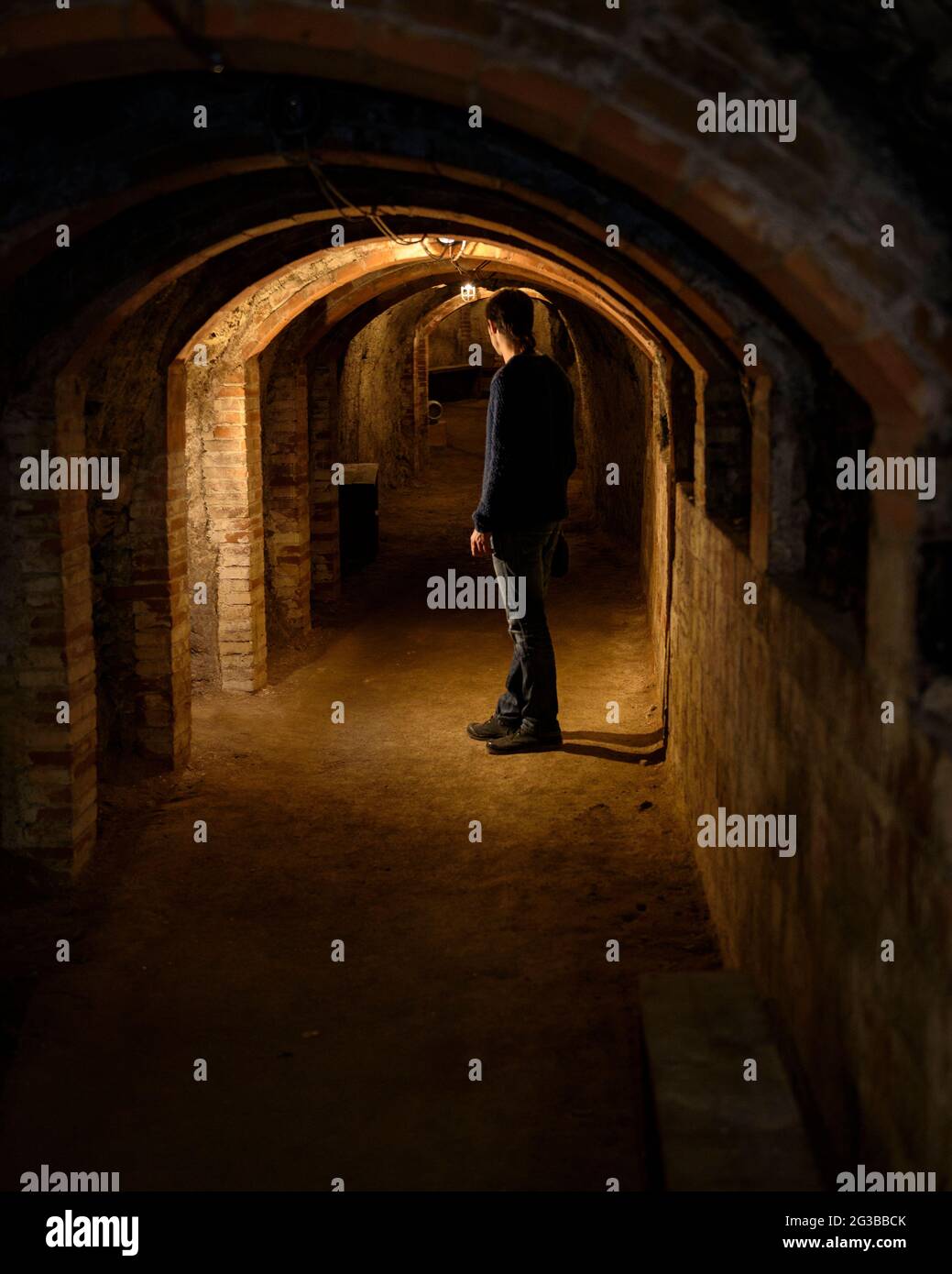 Interno del riparo bomba della stazione ferroviaria di la Garriga, utilizzato durante la guerra civile spagnola (Barcellona, Catalogna, Spagna) Foto Stock