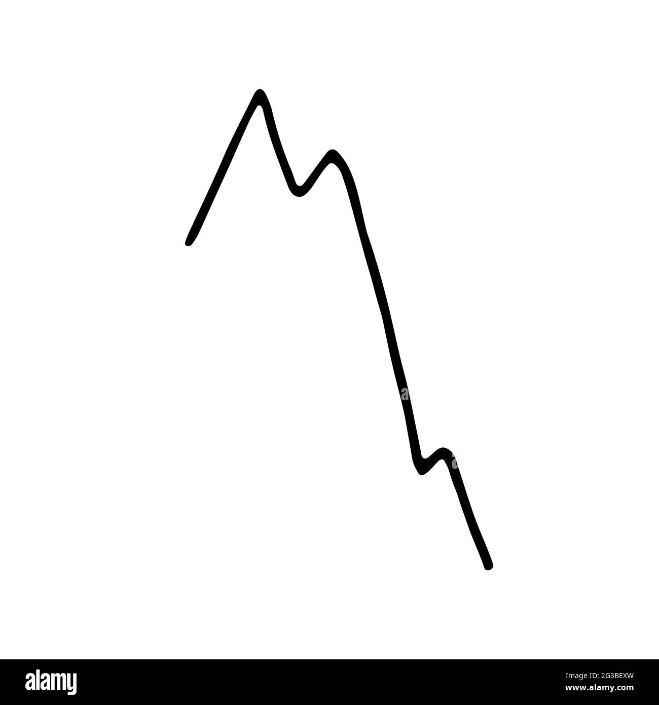Ridurre i grafici isolati su sfondo bianco. Grafico del mercato del commercio finanziario di stock disegnato a mano. Icona della linea del grafico, finanza e operazioni bancarie, segno di diminuzione. Ve Illustrazione Vettoriale