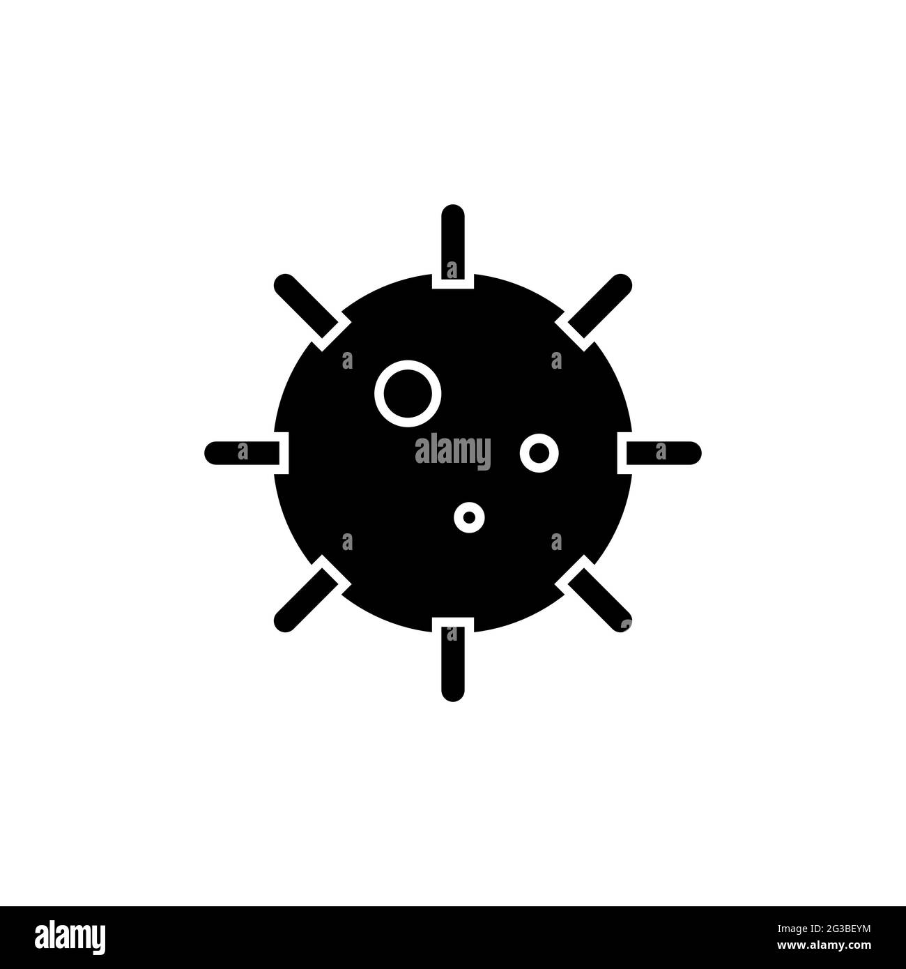 Simbolo del glifo vettoriale del coronavirus. Segno 2019-nCoV isolato su sfondo bianco. Illustrazione stilizzata di un nuovo virus mondiale. MERS-Cov, Covid-19, coronavi Illustrazione Vettoriale