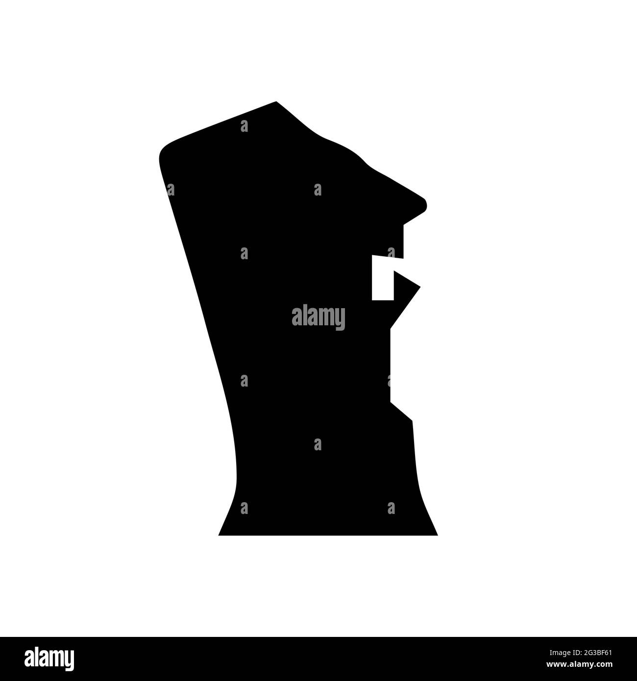 Icona uomo che urla vettoriale. Silhouette nera di una testa di carattere con bocca aperta. Profilo maschile sorpreso, spaventato. Silhouette di un uomo mostra in etnico Illustrazione Vettoriale