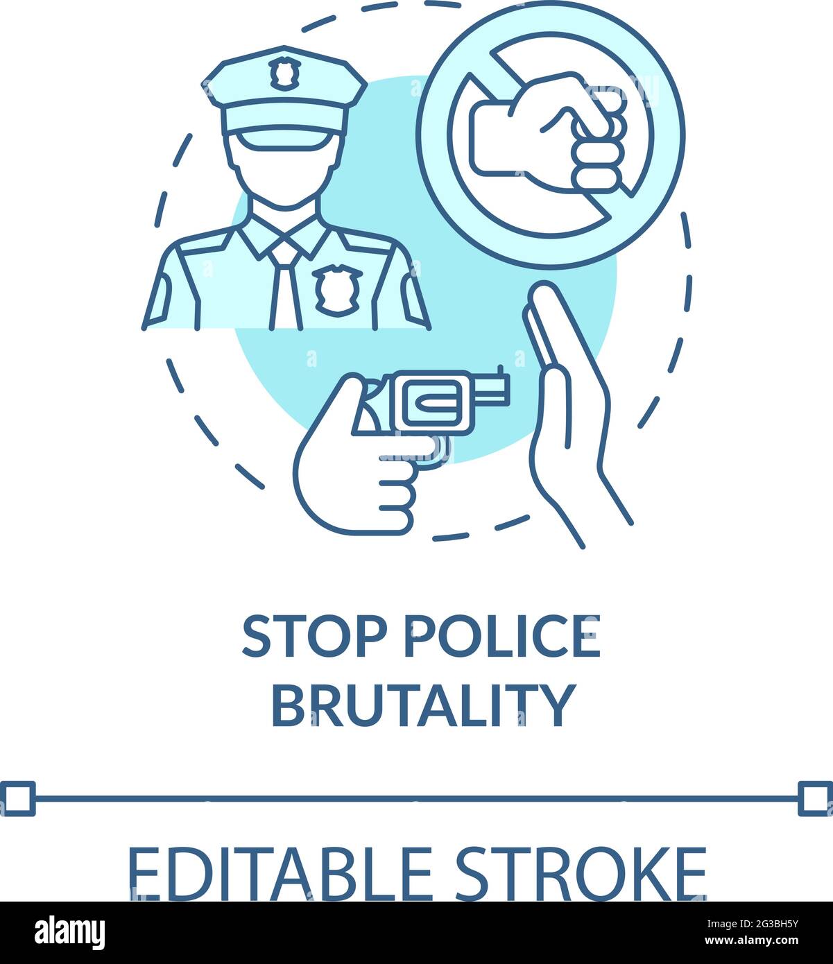 Stop polizia brutalità concetto icona Illustrazione Vettoriale