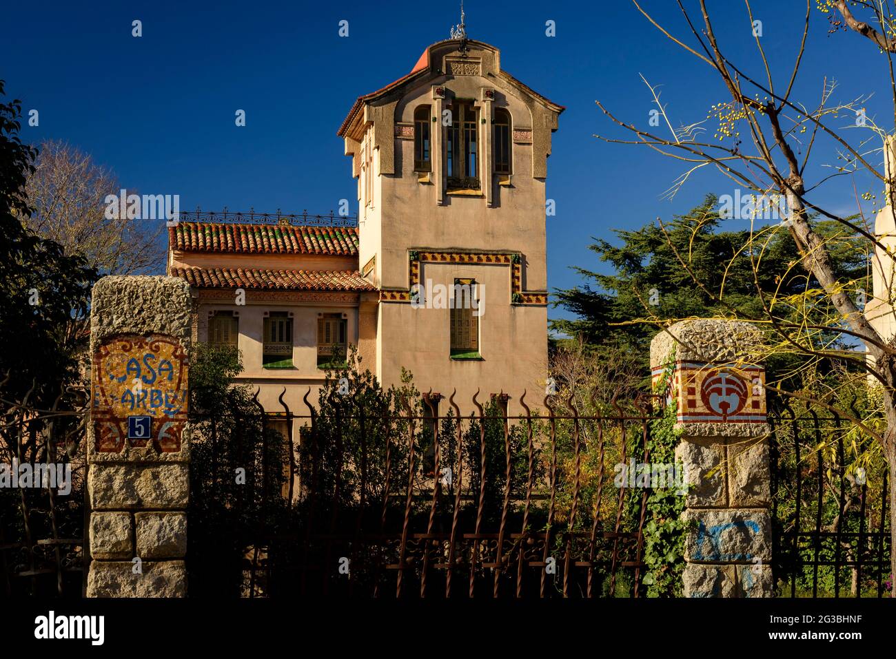 Casa Barbey, una casa modernista sul lungomare la Garriga (Vallès Oriental, Barcellona, Catalogna, Spagna) ESP: Casa Barbey, casa modernista en la Garriga Foto Stock