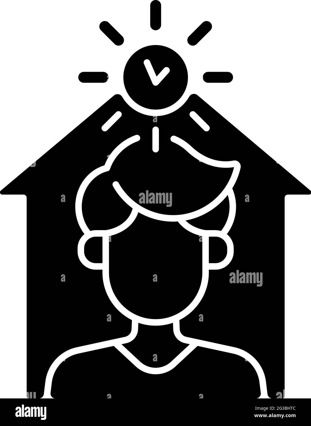 Evitare di essere fuori durante il giorno nero glifo icona Illustrazione Vettoriale