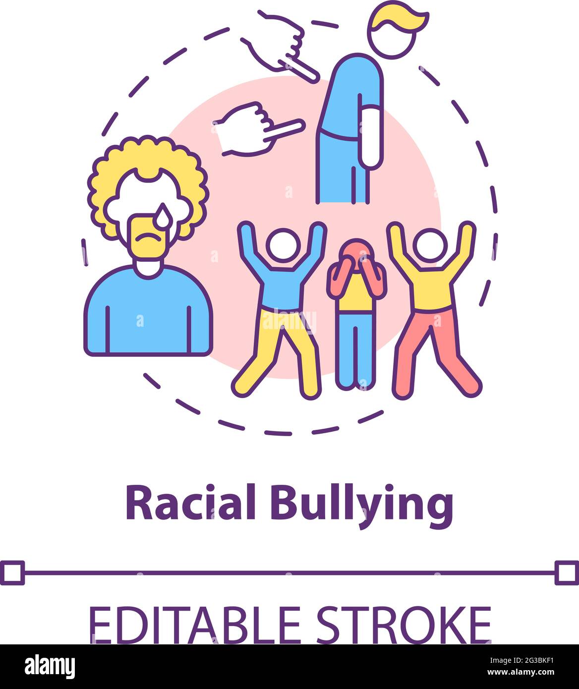 Icona del concetto di bullismo razziale Illustrazione Vettoriale