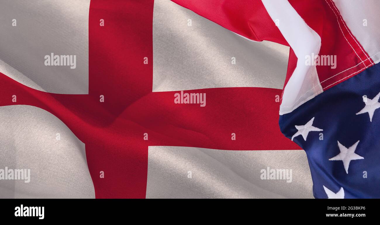 Composizione di George Cross inglese e stelle americane e bandiere a strisce Foto Stock